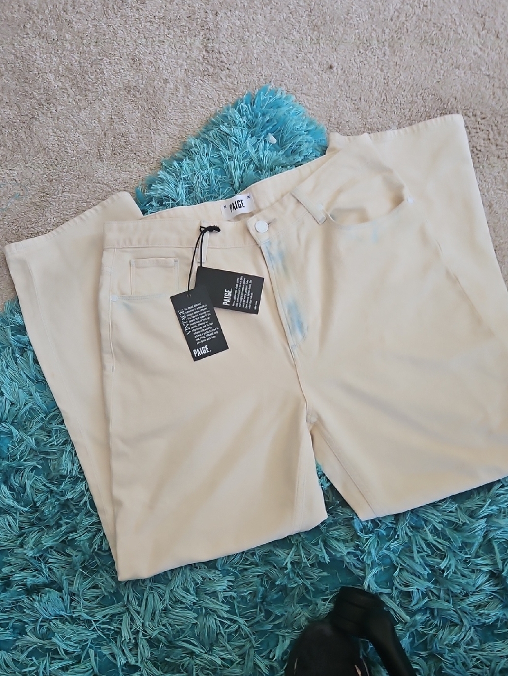 nwt ladies paige vintage faded leabs high rise sarah straight sz 31 blue burst